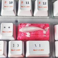 （Miss qis keycap）สำหรับคีย์บอร์ดแบบกลไก2U รูปปลาวาฬด้านหลังหมวกเรซินแฮนด์เมดสีชมพูสีน้ำเงินสีเขียว