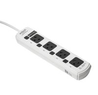 (H7054-White) ปลั๊กไฟ Anitech Plug 4 Way 4 Switch 5 M. TIS. H7054 White