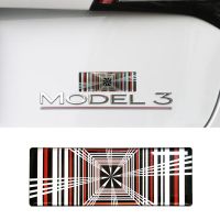 1 Piece Car PLAID Sticker Replacement Accessories for Tesla Model 3 Y S X Accessories Auto Emblem Badge Logo Decals Interior Accessories