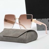 【CC】♨  Rimless Sunglasses Woman Man Brand Designer Glasses Female Male Fashion Luxury Big Frame Oculos De Sol