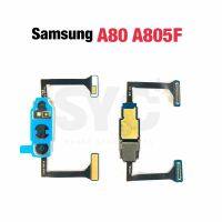 กล้องหลักมองหลังหลังใหญ่สำหรับเคสหนัง Samsung Galaxy A80 A805f กล้องด้านหน้าอะไหล่สายเคเบิลยืดหยุ่น