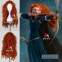 ภาพยนตร์กล้าหาญเจ้าหญิง Merida เครื่องแต่งกายคอสเพลย์ยาวหยิกสังเคราะห์วิกผมผมฮาโลวีนปาร์ตี้บทบาทเล่นวิกผมสำหรับผู้หญิงวิกผมหมวก