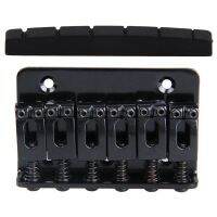 2 Pcs Guitar Accessories: 1 Pcs Saddle Hardtail Bridge (Black) &amp; 1 Pcs Upper Nut Flat Bottom PT-5042-00 42 X 3 X 5.5mm