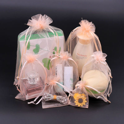 10/50pcs 7*9 9*12 10*15cm Colorful Jewelry Packaging Bag Small Organza Bags Gift Storage Wedding Drawstring Pouches Wholesales Gift Wrapping  Bags