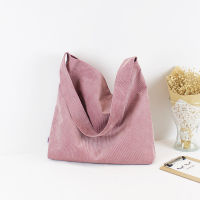 Women Corduroy Shoulder Bag Canvas Cloth Fabric Handbag Solid Casual Tote Ladies Eco Shopping Bags College Students Books Bag