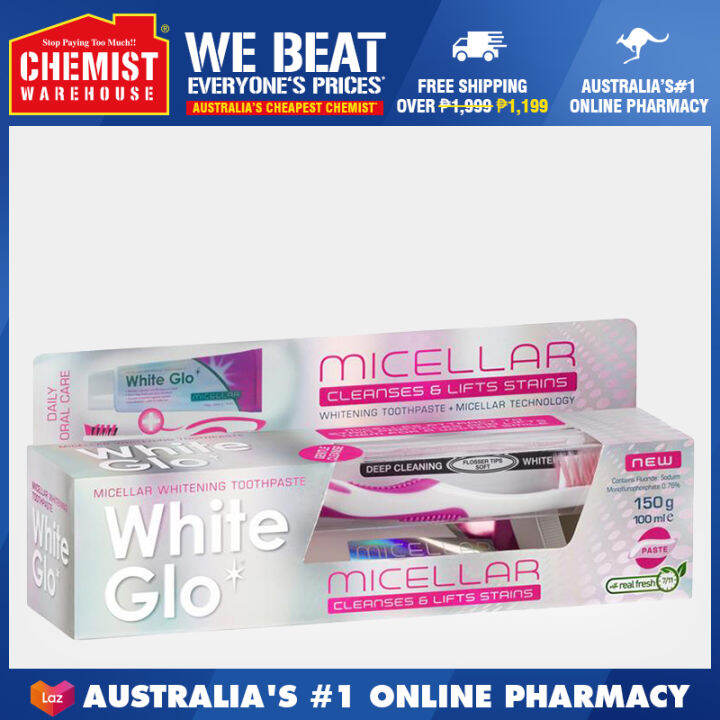 (new or old version)White Glo Toothpaste Micellar 150g Helps Whiten