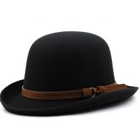 Trendy Donna Uomo Tinta Unita Bombetta Cappello In Feltro Cupola Rosso Nero Signore Cappello A Cilindro Trilby Mago Cap Chapeau Femme Caps Gentleman