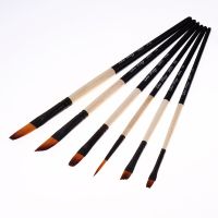 [Kiki tool store] 6Pcs/Set Hige Quality Gouache Watercolor Oil Paint Brush Nylon Hair Wooden Handle Painting Pens Set Acrylics Art Supplies