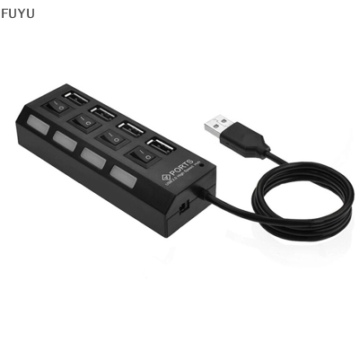 FUYU 4-Port USB 2.0 Multi HUB Splitter ขยายความเร็วสูงสำหรับ PC LAPTOP Mac