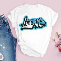 เสื้อยืดผ้าฝ้ายLove Letter สุภาพสตรี Ropa Mujer ขนาดใหญ่เสื้อผู้หญิงสตรีเสื้อสบายๆ O-Neck Tshirt เสื้อผ้านุ่มสำหรับผู้หญิง