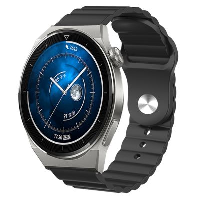สำหรับนาฬิกา Huawei GT3 Pro 43มม. 20มม. สายนาฬิกาข้อมือซิลิโคนลูกฟูก (สีดำ)