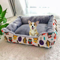 Large Dog Bed For French Bulldog Cute Pattern Lounger Cats Plush Sofa Bed Animals Elastic Kennel Nesk Pet Accessories Supplies