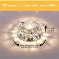 Led Ceiling Light Three-color Dimming Downlight Bedroom Embedded Living Room Ceiling Crystal Ceiling Light Corridor Aisle Light