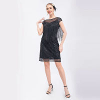 KKSequin ชุด1920S Flapper ชุดราตรีวินเทจพู่ชุด Great Gatsby High End พรหมสั้น Dressq11