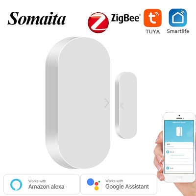 Somaita Tuya ZigBee เซ็นเซอร์ประตูการป้องกันความปลอดภัยสมาร์ทบ้านอัตโนมัติ WIFI เปิดประตูเซ็นเซอร์ตรวจจับ App การควบคุมระยะไกล