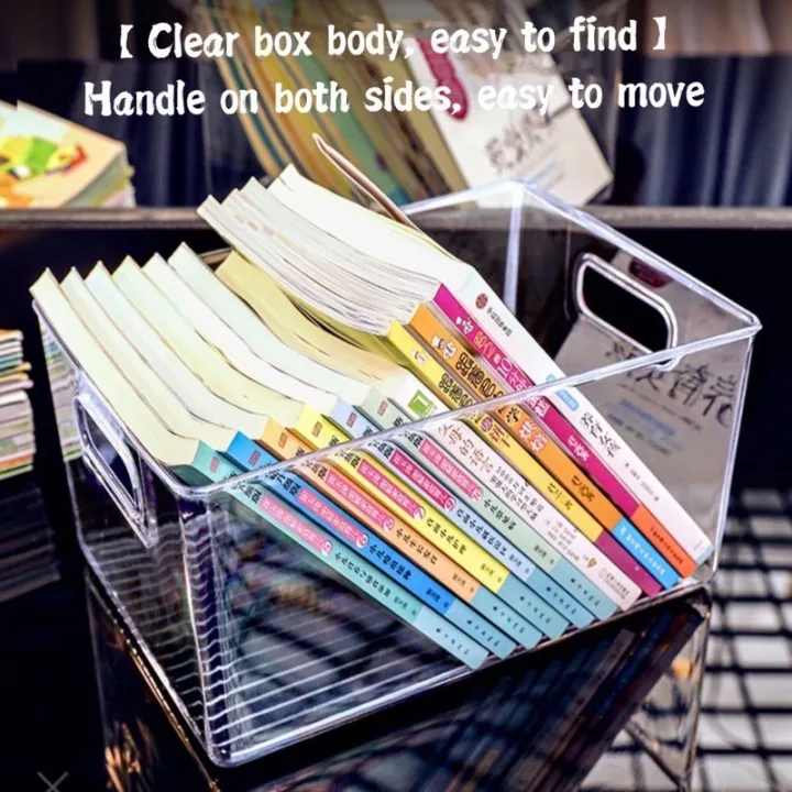 Book Organizer Box Transparent Desk Book Storage Box Table Shelf