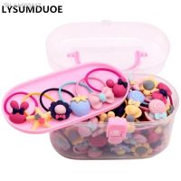 ✓❣◘ 40Pcs/Lot Girls Hair Accessories Gift Box Elastic Hair Bands Flower Scrunchie Bows New Rubber Headband Cute Hairbands For Kids