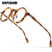 HEPIDEM Acetate Glasses Frame Men 2022 Vintage Retro Round Eyeglasses