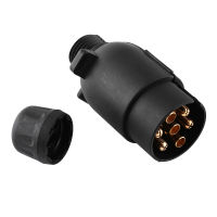 12V 7 Pin Electric Trailer Plug N-Type Plastic 7-Pole Wiring Connector Adapter Black