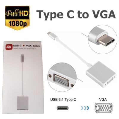 Type C to VGA Monitor/Projector Cable Adapter for MacBook Chromebook Type C ports Phone