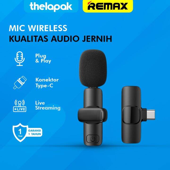 Mic Wireless TypeC Remax K02A Wireless LiveStream Clip Microphone