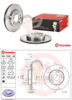 09 7291 20 จานเบรค ล้อ F (ยี่ห้อ BREMBO) รุ่น Std Benz W201 190E 2.3-2.6 ปี1992-1995