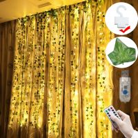 ZZOOI Home Decor 3M*2M LED Fairy Curtain Garland String Lights &amp; Artificial Ivy Leaf Plants for Party Wedding Room Outdoor Decoration