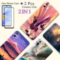 2 IN 1สำหรับ Realme C11เคส2020พร้อมฟิล์มกันรอยกันกระแทกโค้งป้องกันหน้าจอเซรามิก