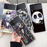 【2023】Nightmare Before Christmas Cute Case For Samsung Galaxy Z Flip 3 4 5G Transparent Hard Cell Phone Cover ZFlip Clear PC Coc ！