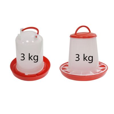 ；【‘； 1 Pc 3 Kg Poultry Feeding Bucket, Automatic Drink Kettle Chicken Drinking Fountain Chicken Coop Feeding Devices Feeder