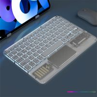 Jomaa Transparent RGB Bluetooth Keyboard with Touchpad Rechargeable Wireless Keyboard for iPad Android iOS Windows Tablet