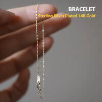 S925เงินสเตอร์ลิงชุบ14K Gold Girl สร้อยข้อมือ Twist Water Ripple Naked Chain ง่ายต่อการจับคู่