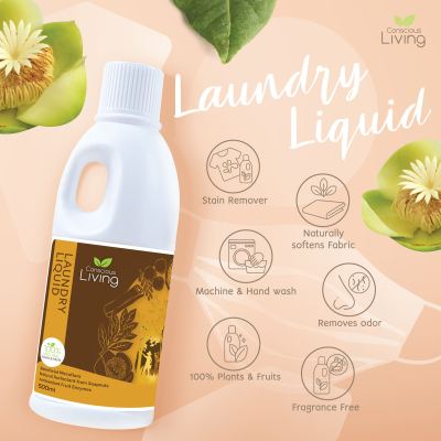 Conscious Living น้ำยาซักผ้า โพรไบโอติกส์ Natural Plants &amp; Fruits Laundry Liquid (500 ml)