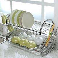 JA ชั้นวานจาน  สแตนเลส 2ชั้น    พร้อมที่คว่ำแก้ว 6 ใบ และที่ใส่ช้อน ส้อม มีด   Kitchen dish racks oic_store ทึ่คว่ำจาน ที่เก็บจาน