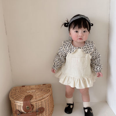 2022 Spring New Baby Girl Clothes Set Fashion Girls Strap Dress Suit Infant Floral Shirts Overalls 2pcs Set Princess Dress Set