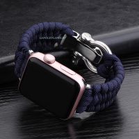 Tali nilon untuk Apple Watch8 7 6 SE 5 4 41 45mm 49mm Paracord gelang olahraga untuk iWatch 38 42 40 44mm gelang bertahan hidup luar ruangan