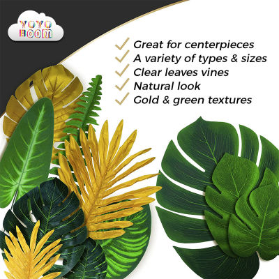 【cw】84pcs Fake Leaf Plant Palm Leaves Tropical Party Decorations Artificial Tropical Monstera Supplies Hawaiian Theme Party Birthday