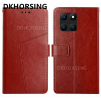 DKHORSING 2023ใหม่เคสสำหรับ HONOR X6A กระเป๋าเงินแบบกลับด้านได้หนัง PU เคสมือถือ Honor X6a 4G มีแฟชั่นฝาหลังวางตั้งได้