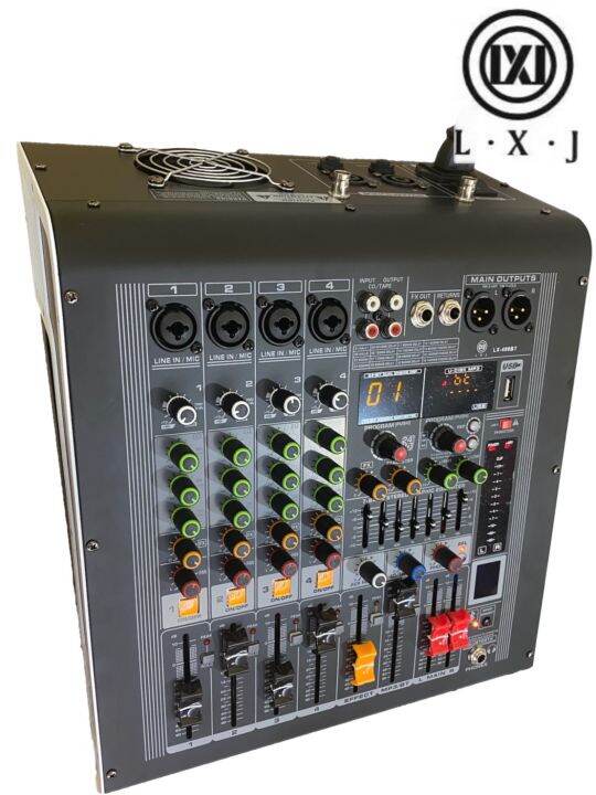 lxjlx-499bt-เพาเวอร์มิกเซอร์-4ช่อง-ไมค์ลอยคุ่-ขยายเสียง1000วัตต์mrs-มีบลูทูธ-bluetooth-usb-sd-card-effect-16dsp-lx-499btขับได้ตู้ลำโพง15นิ้ว-18นิ้ว