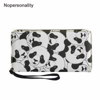 Nopersonality Womens Wallet Cute Pandas Design Long PU Leather Card Holder Purse Coins Clutch Money Bag with Zipper for Lady