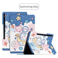 สำหรับ Samsung Galaxy Tab S6 10.5-นิ้ว เคสแท็บเล็ตการ์ตูนน่ารักหนังหรูการออกแบบขาตั้งฝาพับด้วยฟังก์ชั่นการนอนหลับและปลุกอัตโนมัติ