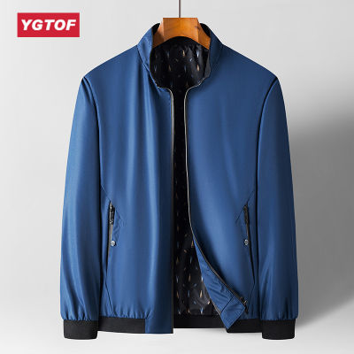YGTOF เสื้อแจ็กเก็ตบางซิปอเนกประสงค์คอตั้งสำหรับผู้ชาย