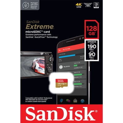 SanDisk Extreme microSDXC 128GB Read 190MB/s Write 90 Mb/s (SDSQXAA-128G-GN6MN) เมมโมรี่ แซนดิส  ประกัน Synnex Lifetime