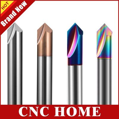 1pc Chamfer End Mill อลูมิเนียม CNC Milling Cutter Nano Coating Alloy Center Drill Bit สําหรับโลหะร่องตรง Router Bits