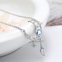 Casual 925 Sterling Silver Collares Mujer Moonstone 45Cm Necklace Pendant Women Bohemia Moonstone Silver 925 Jewelry Gemstone