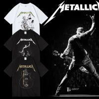 ผ้าฝ้ายแขนสั้นเสื้อยืดผู้ชายและผู้หญิง unisex ฤดูร้อนยุโรปและอเมริกา rock metallica metal band รอบ clothes