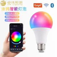 หลอดไฟลูกบอลอัจฉริยะ LED กราฟฟิตีบลูทูธ Wi-Fi A60RGBCW แอปโทรศัพท์มือถือขนาด9วัตต์ลูกบอลหลากสีหลอดโคมไฟ Substituton65rthr7eherh