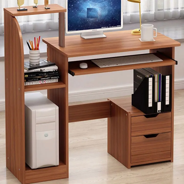 ROMAX A156W Computer Desk Writing Study Table Office With Drawers Book