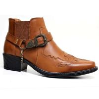 CODna68138 Mens Ankle Cowboy Chelsea Western Harness Boots Shoes Mens Short Boots