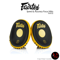 เป้าชกมวย Fairtex Focus Mitts "FMV15" - Speed &amp; Accuracy Focus Mitts (Microfiber) Black/Gold and Black/Red ซ้อมความเร็ว และ แม่นยำในการออกหมัด (Pair)(คู่)